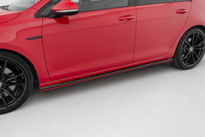 Seitenschweller Ansatz (Paar) V.2 passend für VW Golf R / R-Line Mk7 FL rot Hochglanz