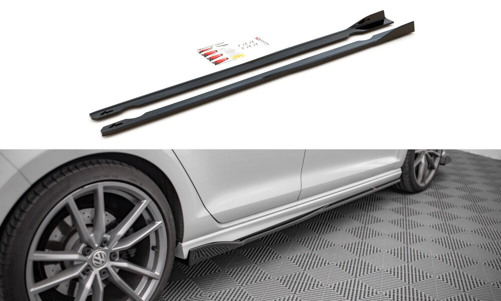 Seitenschweller Ansatz (Paar) V.2 passend für VW Golf R / R-Line Mk7 schwarz Hochglanz