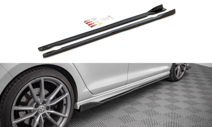 Seitenschweller Ansatz (Paar) V.2 passend für VW Golf R / R-Line Mk7 schwarz Hochglanz