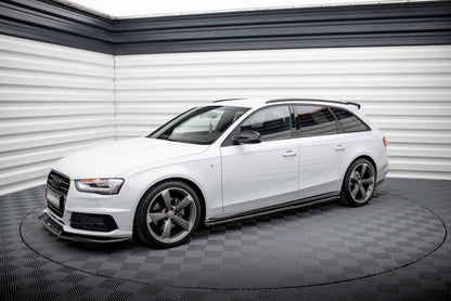 Seitenschweller Ansatz (Paar) V.3 passend für Audi A4 / A4 S-Line / S4 B8 schwarz Hochglanz