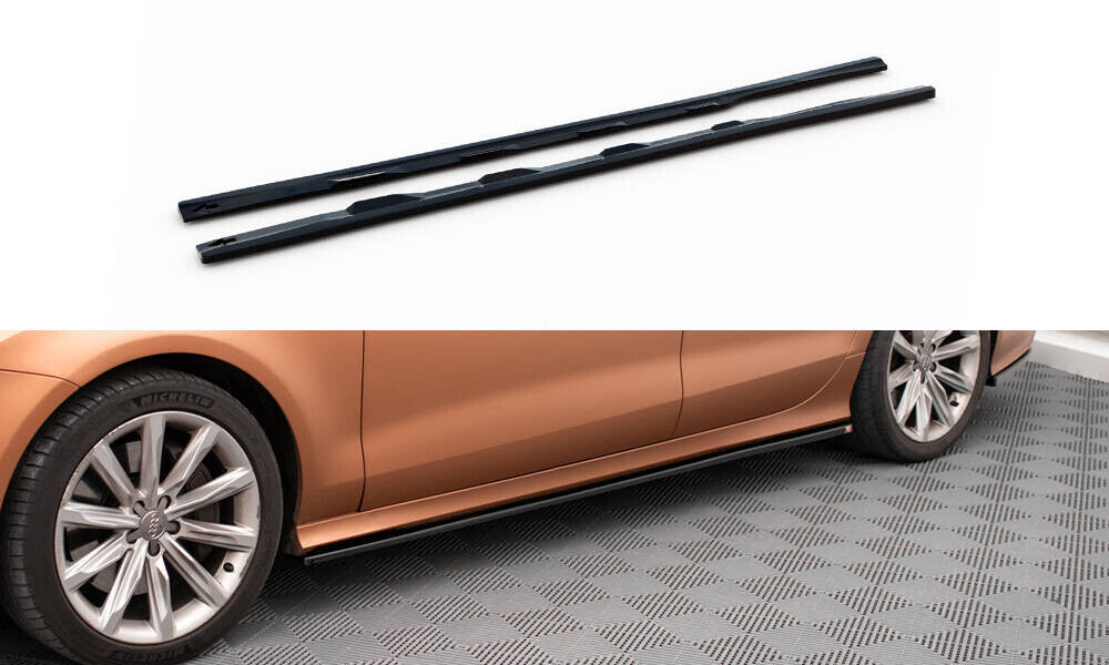 Seitenschweller Ansatz (Paar) V.3 passend für Audi A7 S-Line / S7 C7 schwarz Hochglanz
