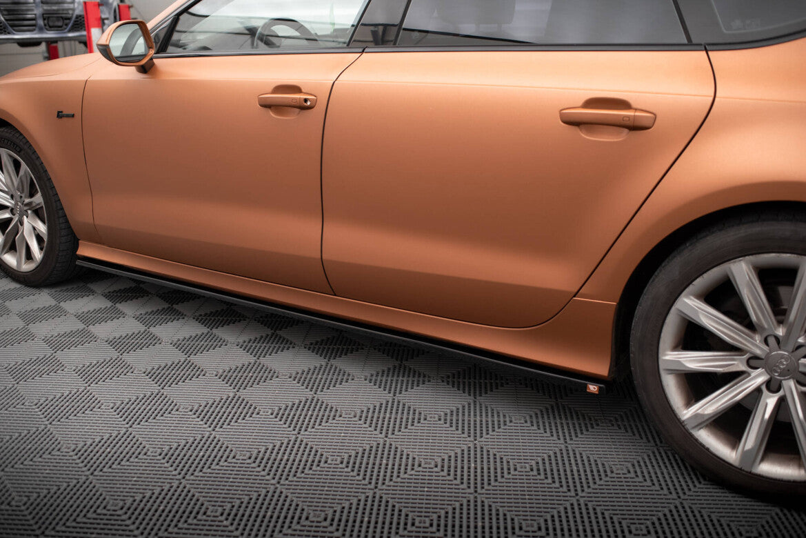 Seitenschweller Ansatz (Paar) V.3 passend für Audi A7 S-Line / S7 C7 schwarz Hochglanz