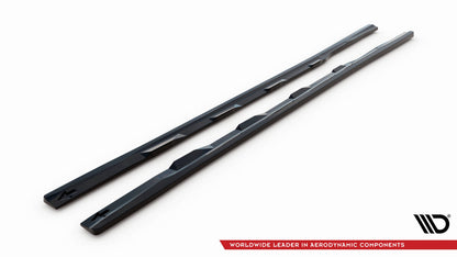 Seitenschweller Ansatz (Paar) V.3 passend für Audi A7 S-Line / S7 C7 schwarz Hochglanz