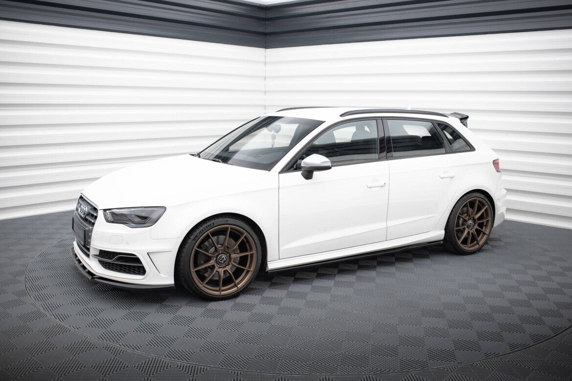 Seitenschweller Ansatz (Paar) V.3 passend für Audi S3 / A3 S-Line Sportback 8V / 8V FL schwarz Hochglanz