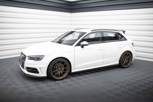 Seitenschweller Ansatz (Paar) V.3 passend für Audi S3 / A3 S-Line Sportback 8V / 8V FL schwarz Hochglanz