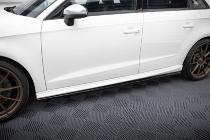 Seitenschweller Ansatz (Paar) V.3 passend für Audi S3 / A3 S-Line Sportback 8V / 8V FL schwarz Hochglanz
