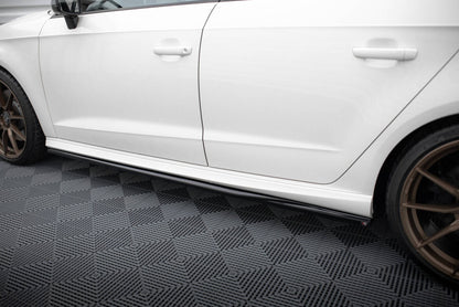 Seitenschweller Ansatz (Paar) V.3 passend für Audi S3 / A3 S-Line Sportback 8V / 8V FL schwarz Hochglanz