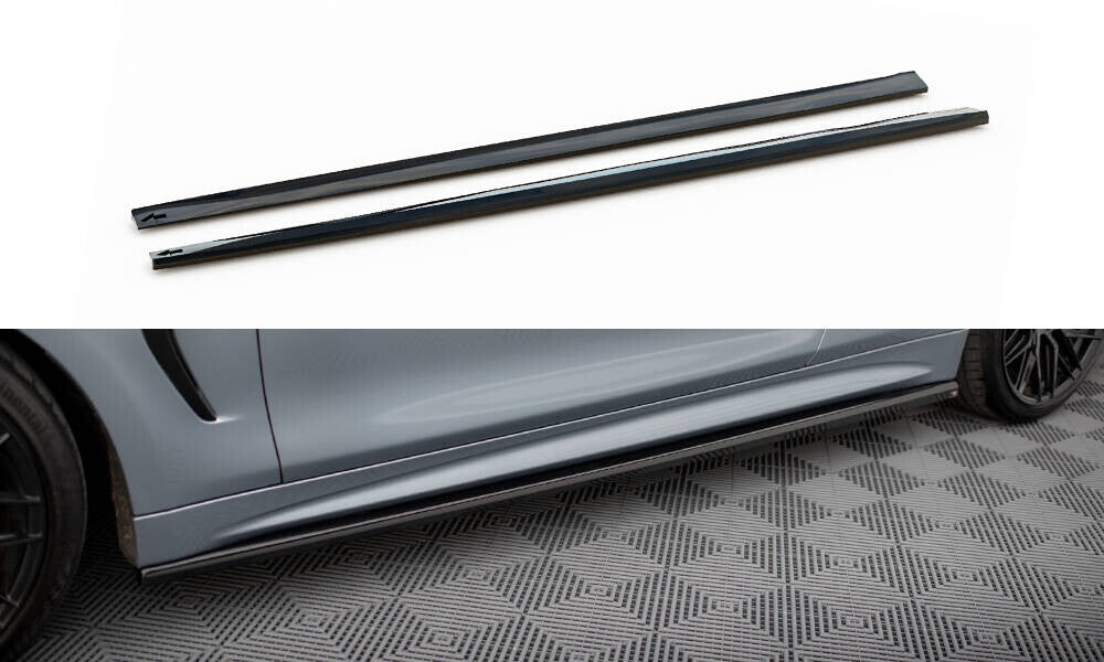 Seitenschweller Ansatz (Paar) V.3 passend für BMW 4er Coupe / Gran Coupe / Cabrio M-Paket F32 / F36 / F33 schwarz Hochglanz