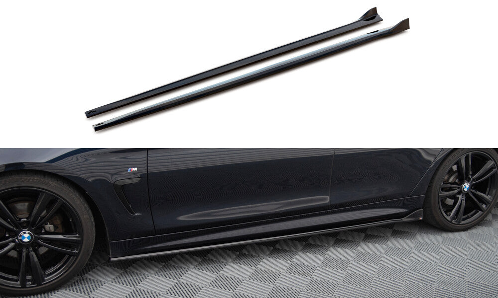 Seitenschweller Ansatz (Paar) V.3 passend für BMW 4er Coupe / Gran Coupe / Cabrio M-Paket F32 / F36 / F33 schwarz Hochglanz