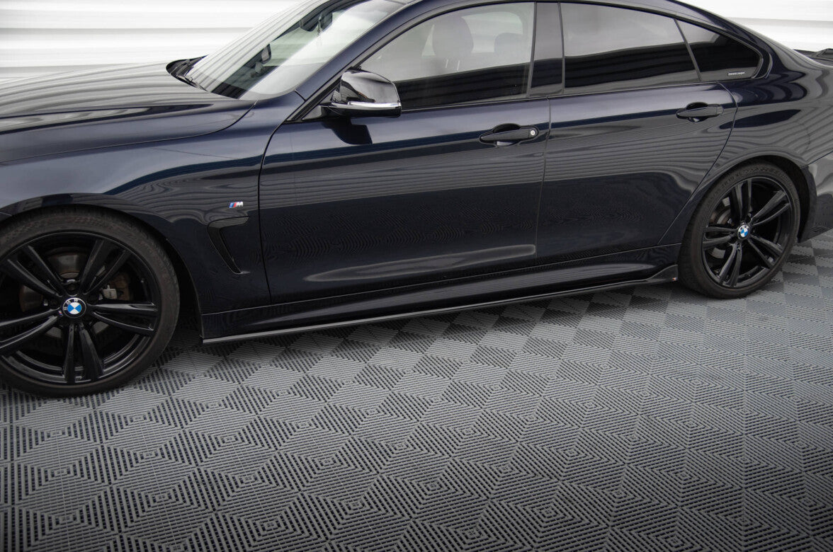 Seitenschweller Ansatz (Paar) V.3 passend für BMW 4er Coupe / Gran Coupe / Cabrio M-Paket F32 / F36 / F33 schwarz Hochglanz