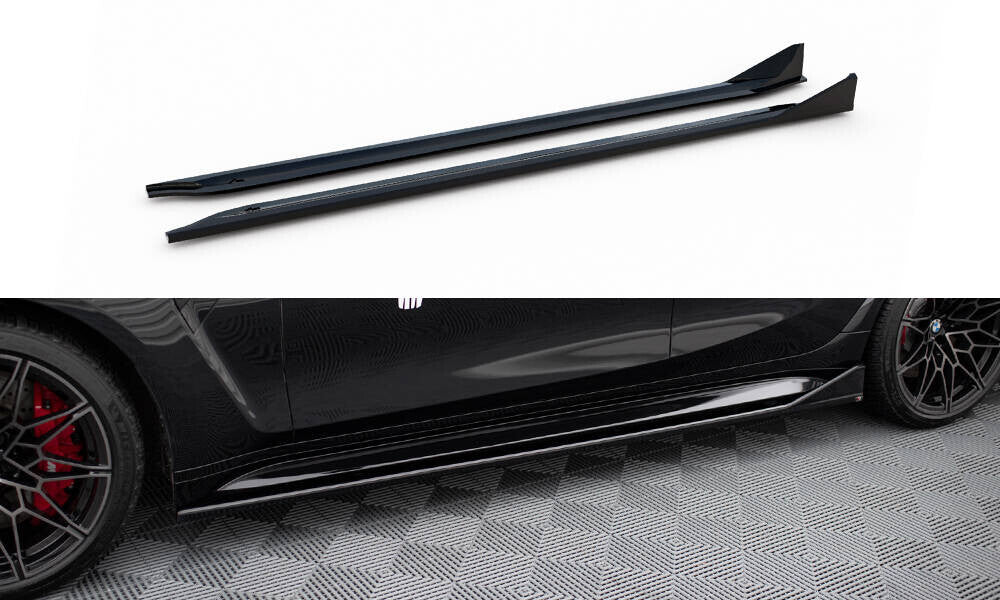 Seitenschweller Ansatz (Paar) V.3 passend für BMW M3 Limousine / Touring G80 / G81 schwarz Hochglanz