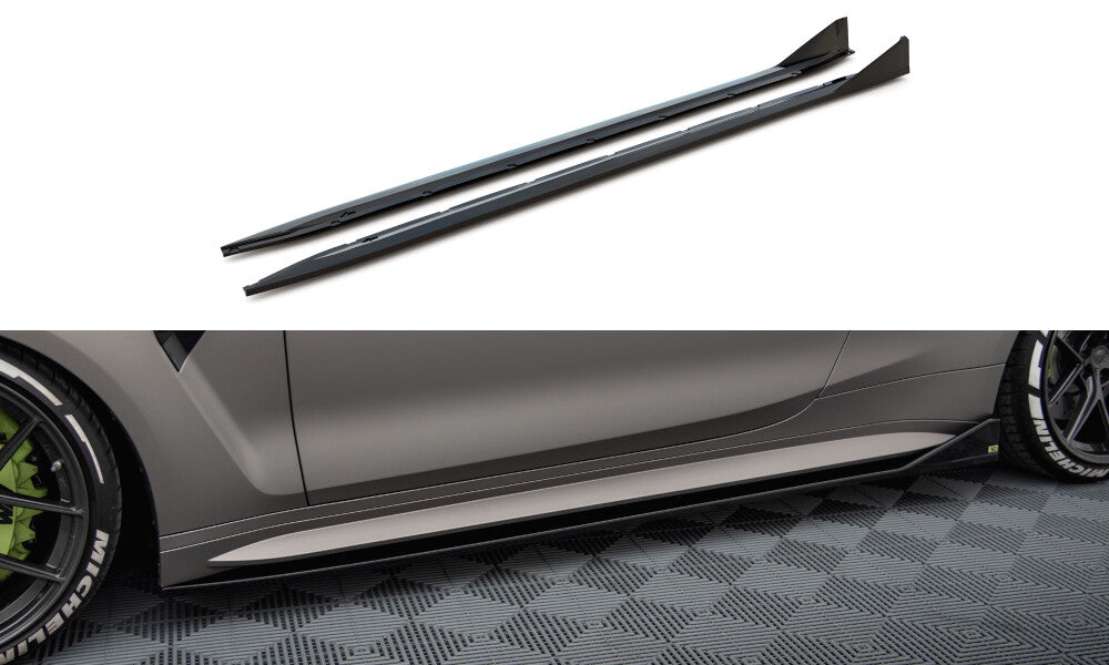 Seitenschweller Ansatz (Paar) V.3 passend für BMW M4 G82 / G82 FL schwarz Hochglanz