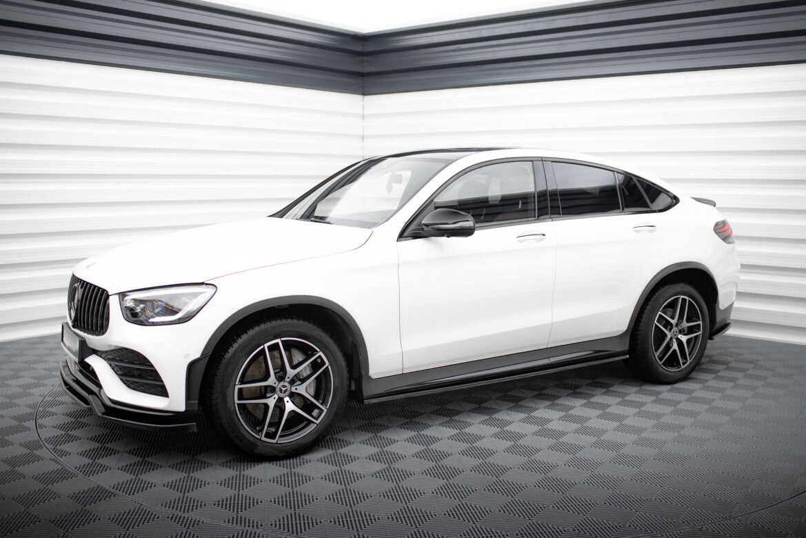 Seitenschweller Ansatz (Paar) V.3 passend für Mercedes GLC Coupe AMG-Line C253 schwarz Hochglanz