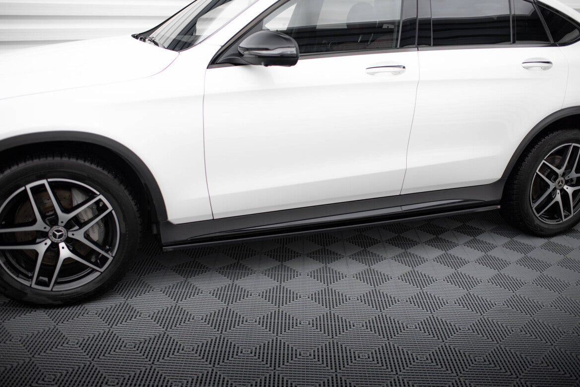 Seitenschweller Ansatz (Paar) V.3 passend für Mercedes GLC Coupe AMG-Line C253 schwarz Hochglanz