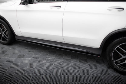 Seitenschweller Ansatz (Paar) V.3 passend für Mercedes GLC Coupe AMG-Line C253 schwarz Hochglanz