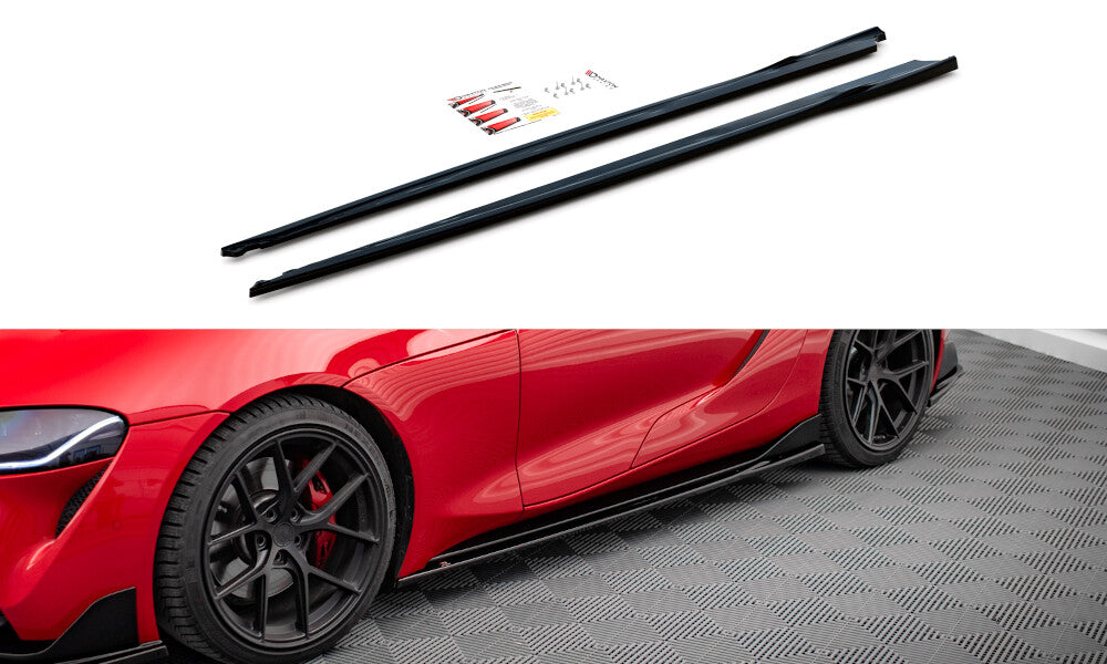 Seitenschweller Ansatz (Paar) V.3 passend für Toyota Supra Mk5 schwarz Hochglanz