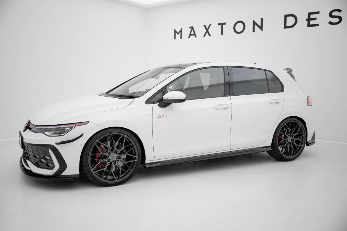 Seitenschweller Ansatz (Paar) V.3 passend für VW Golf GTI / GTE / GTI Clubsport / GTD / R-Line Mk8 schwarz Hochglanz