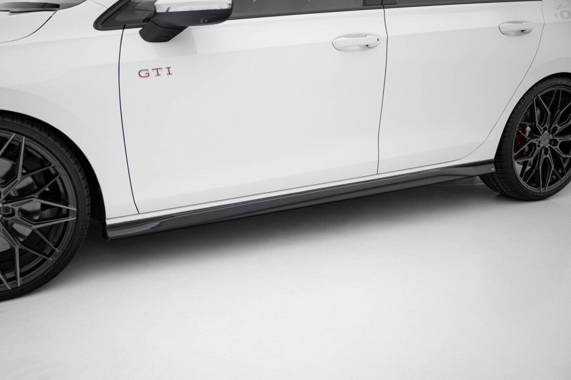 Seitenschweller Ansatz (Paar) V.3 passend für VW Golf GTI / GTE / GTI Clubsport / GTD / R-Line Mk8 schwarz Hochglanz