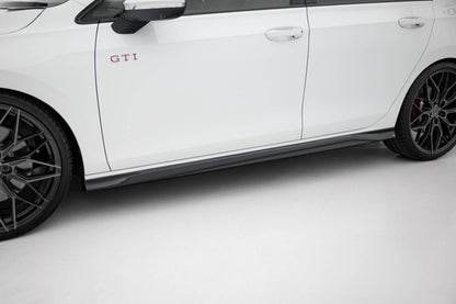 Seitenschweller Ansatz (Paar) V.3 passend für VW Golf GTI / GTE / GTI Clubsport / GTD / R-Line Mk8 schwarz Hochglanz
