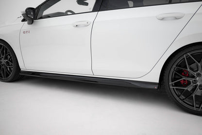 Seitenschweller Ansatz (Paar) V.3 passend für VW Golf GTI / GTE / GTI Clubsport / GTD / R-Line Mk8 schwarz Hochglanz