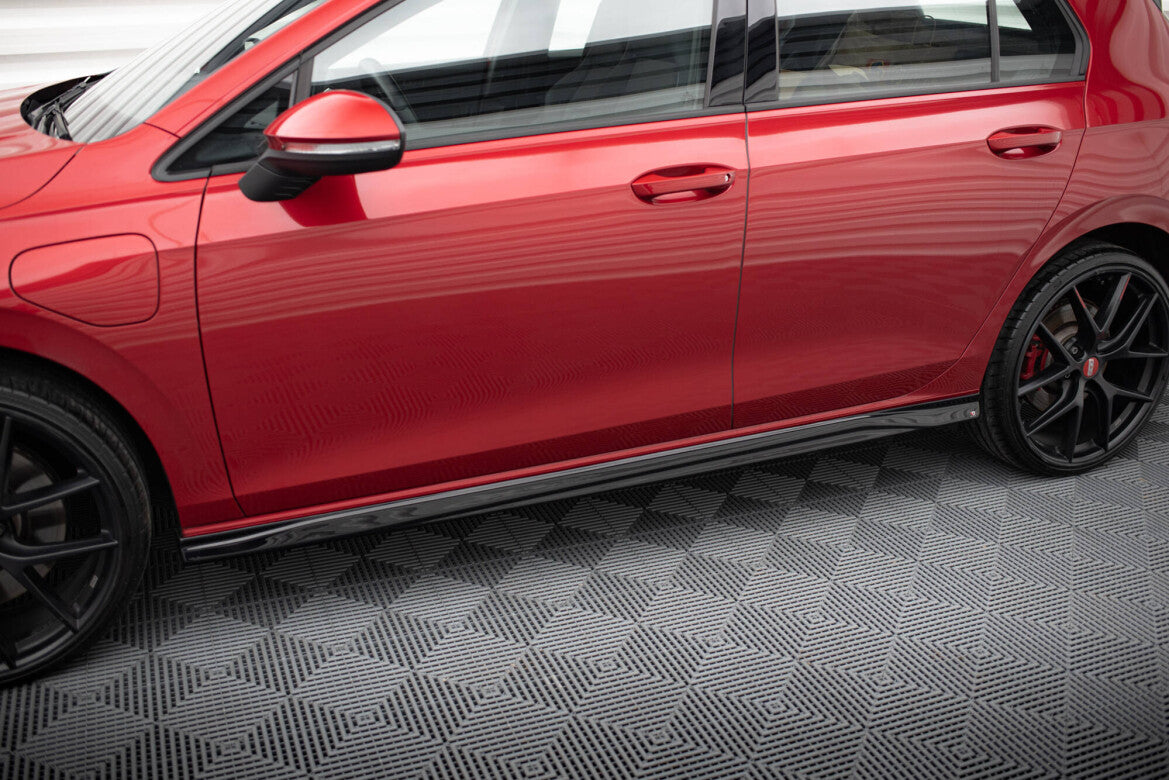 Seitenschweller Ansatz (Paar) V.3 passend für VW Golf GTI / GTE / GTI Clubsport / GTD / R-Line Mk8 schwarz Hochglanz
