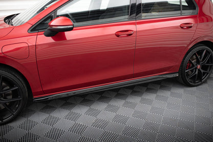 Seitenschweller Ansatz (Paar) V.3 passend für VW Golf GTI / GTE / GTI Clubsport / GTD / R-Line Mk8 schwarz Hochglanz