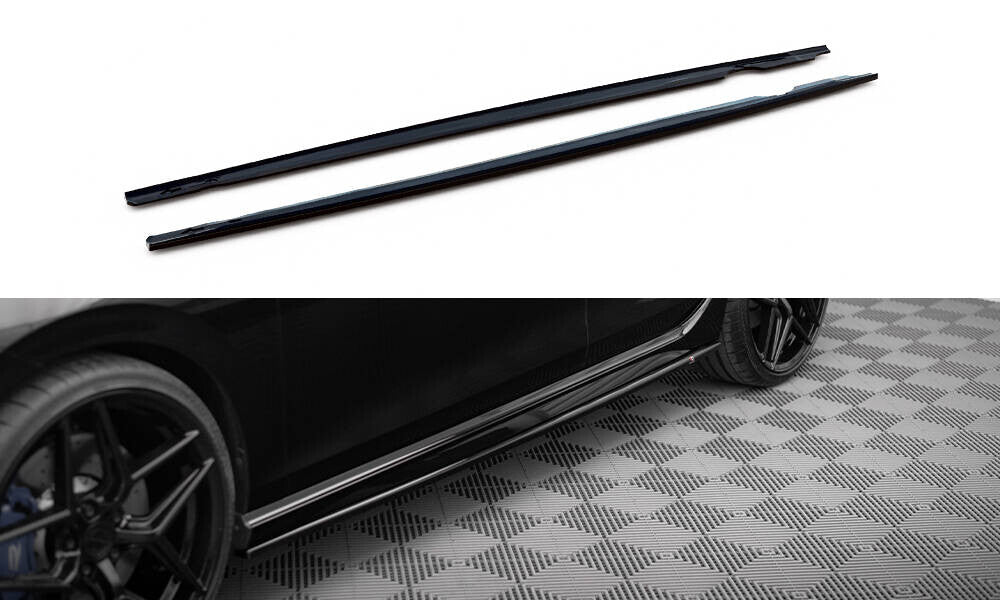 Seitenschweller Ansatz (Paar) V.3 passend für VW Golf R Hatchback Mk8 FL schwarz Hochglanz