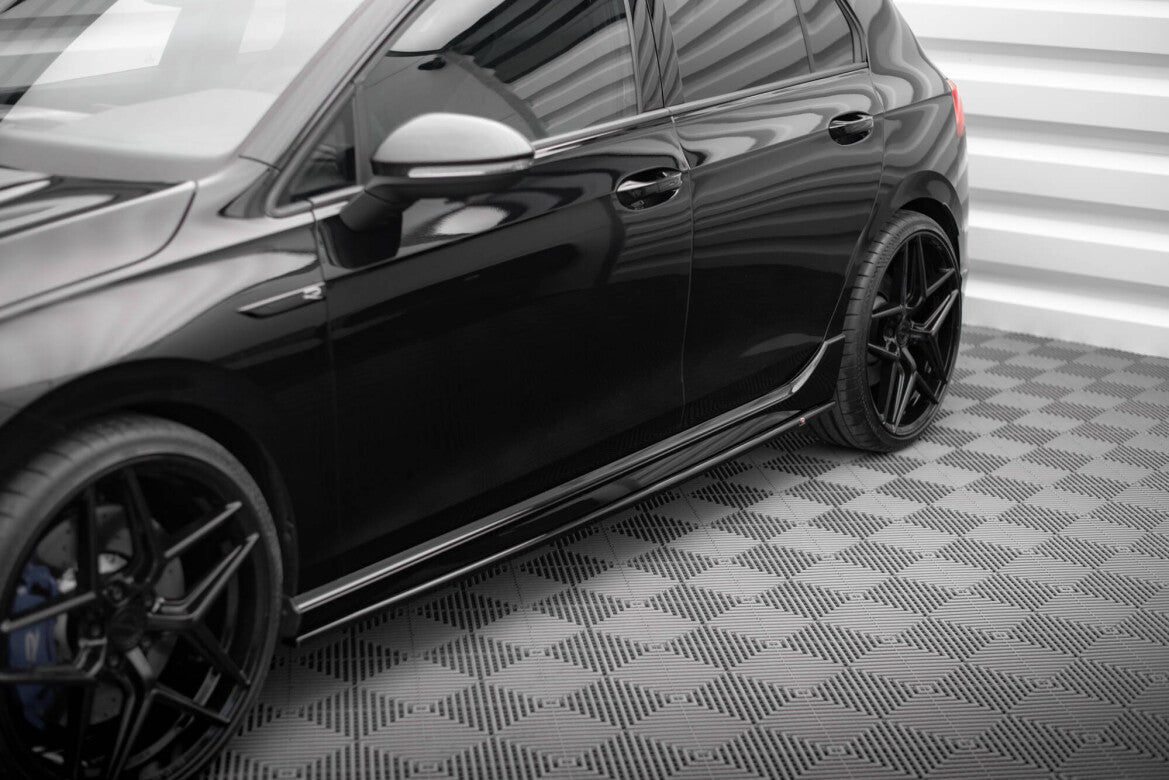Seitenschweller Ansatz (Paar) V.3 passend für VW Golf R Hatchback Mk8 FL schwarz Hochglanz