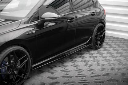 Seitenschweller Ansatz (Paar) V.3 passend für VW Golf R Hatchback Mk8 FL schwarz Hochglanz