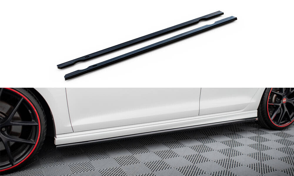 Seitenschweller Ansatz (Paar) V.3 passend für VW Golf R / R-Line Mk7 schwarz Hochglanz
