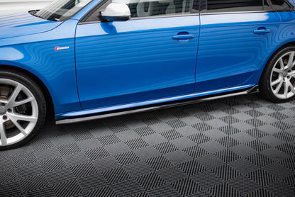 Seitenschweller Ansatz (Paar) V.4 passend für Audi A4 / A4 S-Line / S4 B8 schwarz Hochglanz