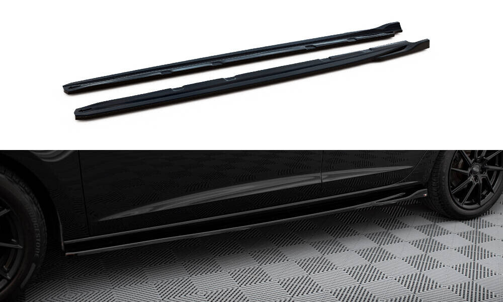Seitenschweller Ansatz (Paar) V.4 passend für Seat Leon CUPRA / FR Mk3 FL schwarz Hochglanz