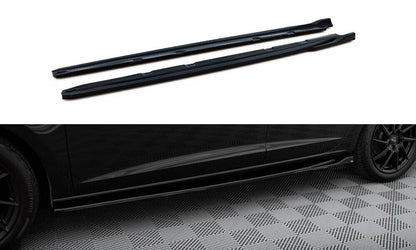 Seitenschweller Ansatz (Paar) V.4 passend für Seat Leon CUPRA / FR Mk3 FL schwarz Hochglanz