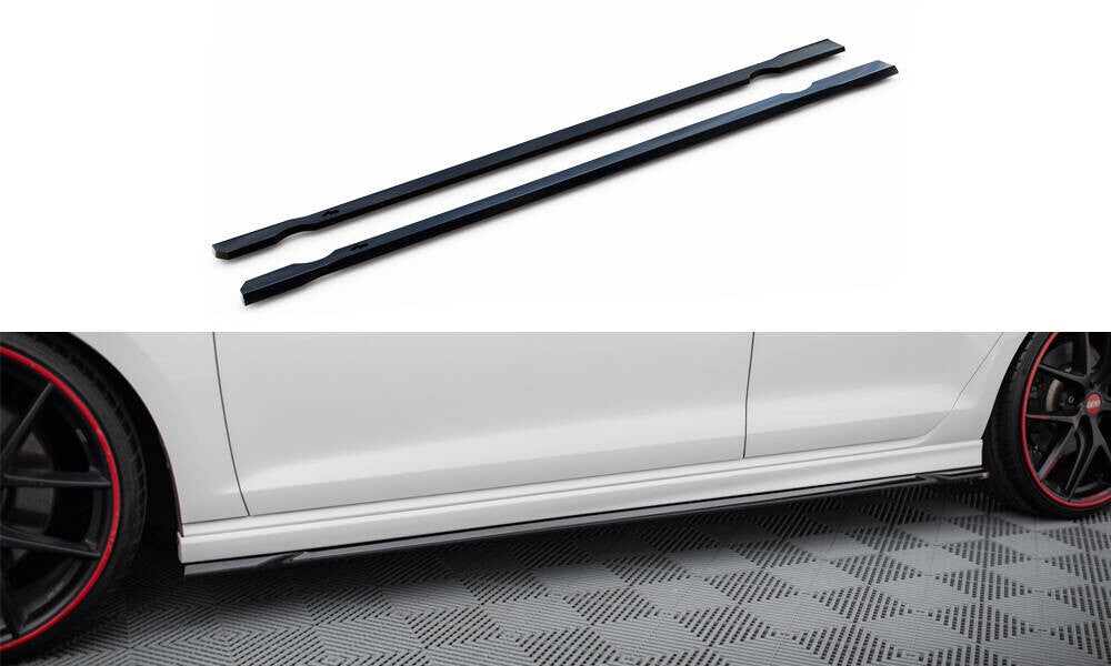 Seitenschweller Ansatz (Paar) V.4 passend für VW Golf R / R-Line Mk7 schwarz Hochglanz