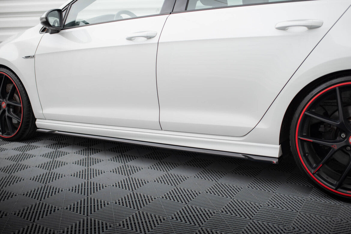 Seitenschweller Ansatz (Paar) V.4 passend für VW Golf R / R-Line Mk7 schwarz Hochglanz