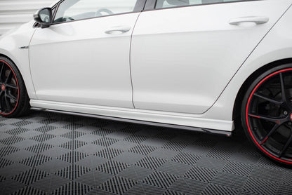 Seitenschweller Ansatz (Paar) V.4 passend für VW Golf R / R-Line Mk7 schwarz Hochglanz