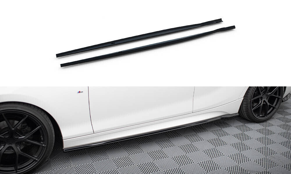 Seitenschweller Ansatz (Paar) V.5 passend für BMW 1er M-Paket / M140i F20 FL schwarz Hochglanz