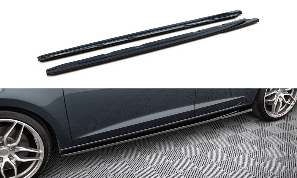 Seitenschweller Ansatz (Paar) V.5 passend für Seat Leon CUPRA / FR Mk3 / Mk3 FL schwarz Hochglanz