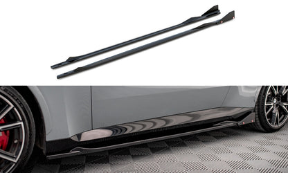 Seitenschweller Ansatz V.2 passend für BMW 2 Coupe M-Paket / M240i G42 schwarz Hochglanz + Flaps matt