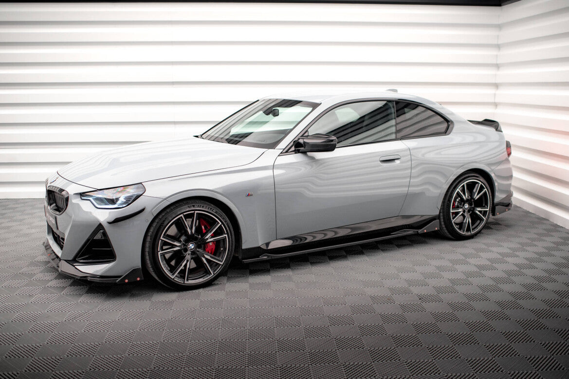 Seitenschweller Ansatz V.2 passend für BMW 2 Coupe M-Paket / M240i G42 schwarz Hochglanz + Flaps matt