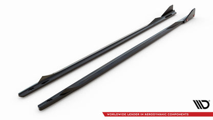 Seitenschweller Ansatz V.2 passend für BMW 2 Coupe M-Paket / M240i G42 schwarz Hochglanz + Flaps matt