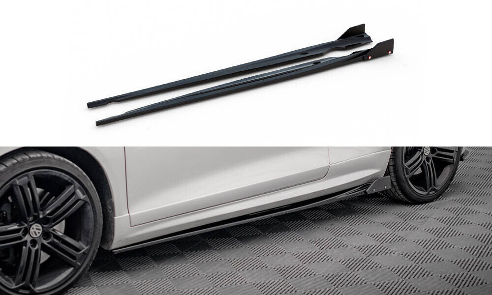 Seitenschweller Ansatz V.2 passend für VW Scirocco R Mk3 schwarz Hochglanz + Flaps matt