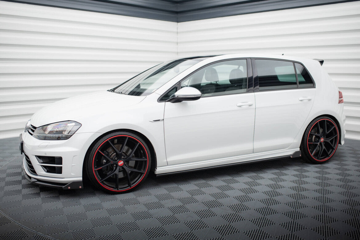 Seitenschweller Ansatz V.3 passend für VW Golf R / R-Line Mk7 schwarz Hochglanz + Flaps matt