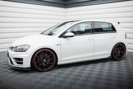 Seitenschweller Ansatz V.3 passend für VW Golf R / R-Line Mk7 schwarz Hochglanz + Flaps matt