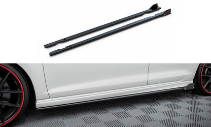 Seitenschweller Ansatz V.3 passend für VW Golf R / R-Line Mk7 schwarz Hochglanz + Flaps matt