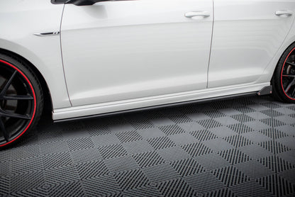 Seitenschweller Ansatz V.3 passend für VW Golf R / R-Line Mk7 schwarz Hochglanz + Flaps matt