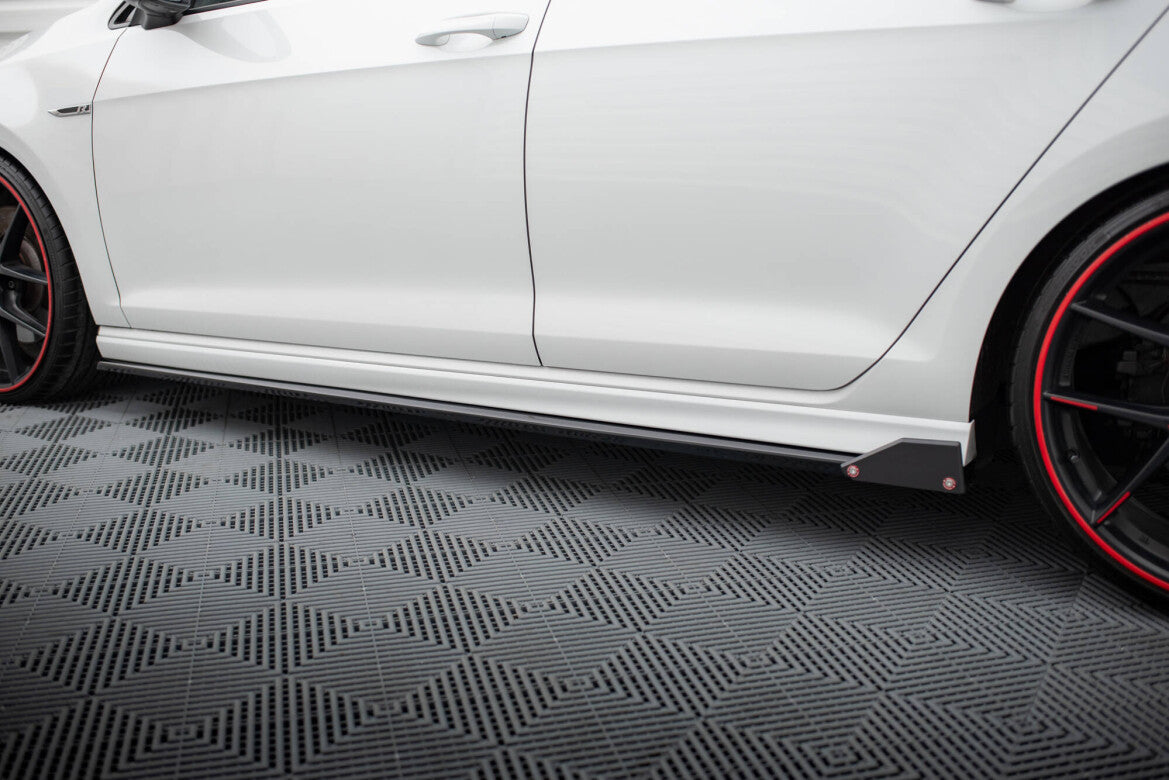 Seitenschweller Ansatz V.3 passend für VW Golf R / R-Line Mk7 schwarz Hochglanz + Flaps matt