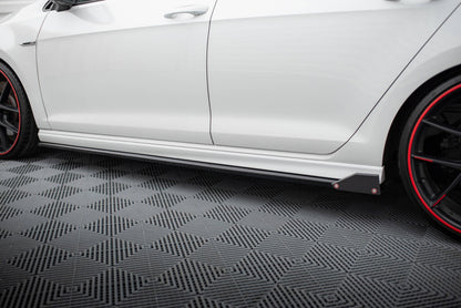 Seitenschweller Ansatz V.3 passend für VW Golf R / R-Line Mk7 schwarz Hochglanz + Flaps matt