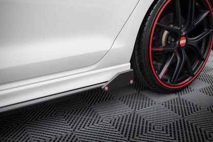 Seitenschweller Ansatz V.3 passend für VW Golf R / R-Line Mk7 schwarz Hochglanz + Flaps matt