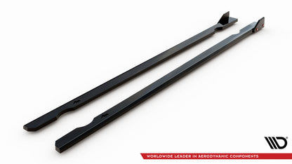Seitenschweller Ansatz V.3 passend für VW Golf R / R-Line Mk7 schwarz Hochglanz + Flaps matt